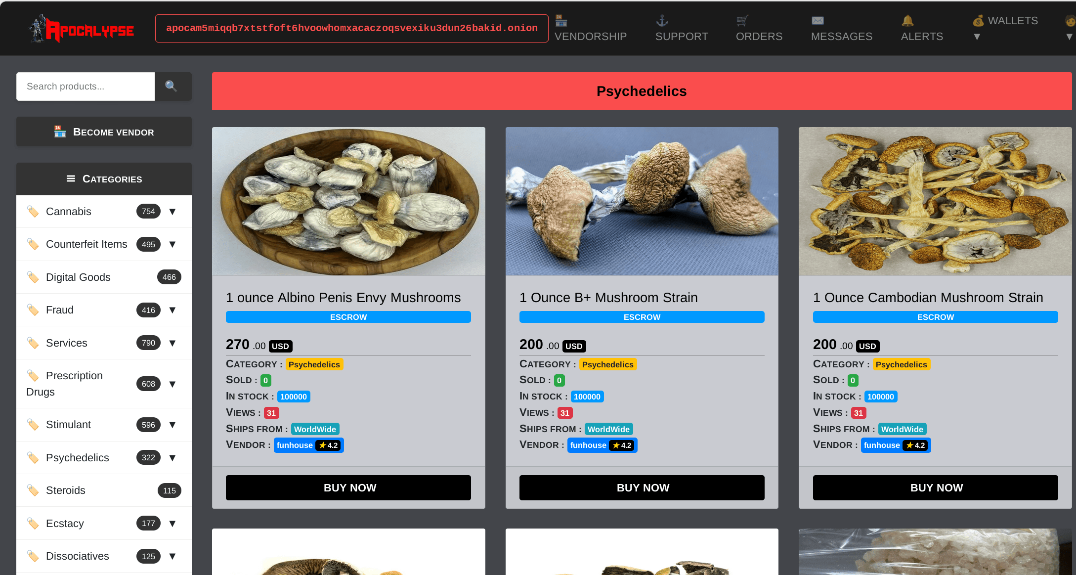 Apocalypse Market Listing Page